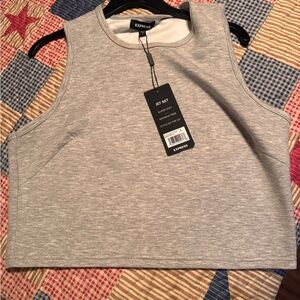 Express Gray Jet Set Cropped Tank